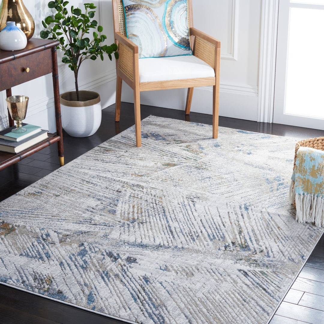 SAFAVIEH Bel Air Collection BLA224F Grey / Blue Rug Image 1