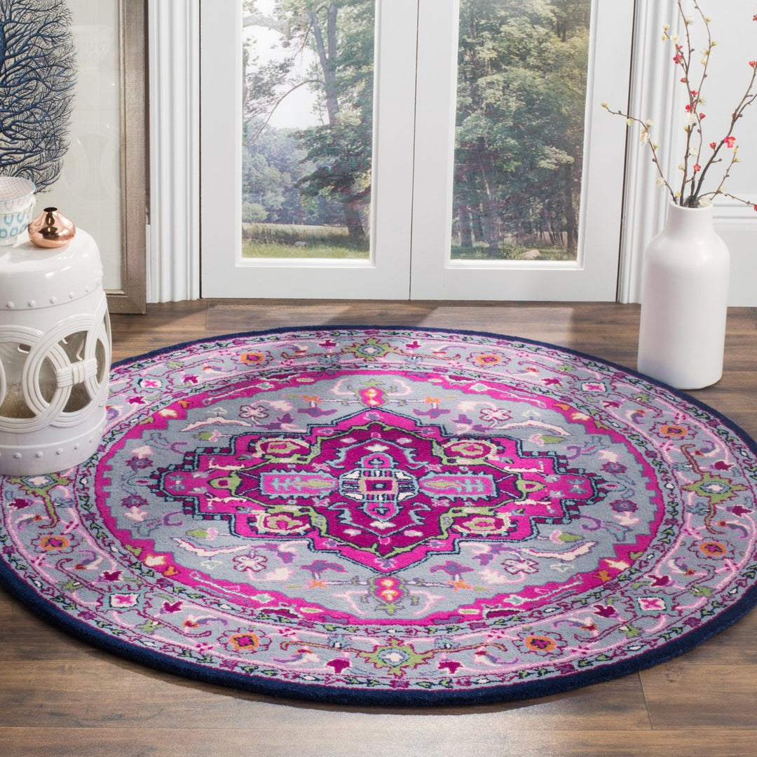 SAFAVIEH Bellagio BLG541B Handmade Grey / Pink Rug Image 2