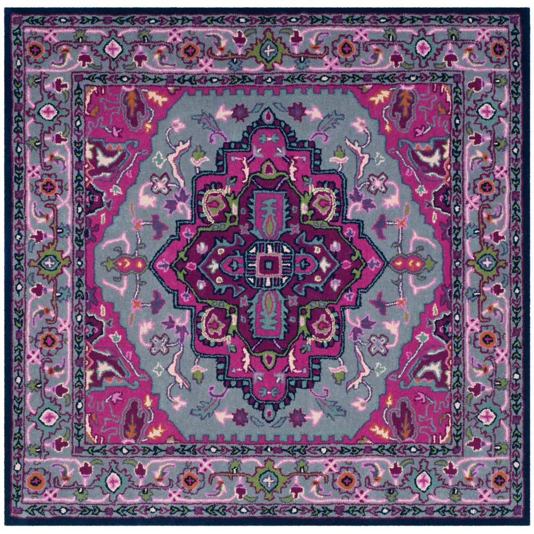 SAFAVIEH Bellagio BLG541B Handmade Grey / Pink Rug Image 6