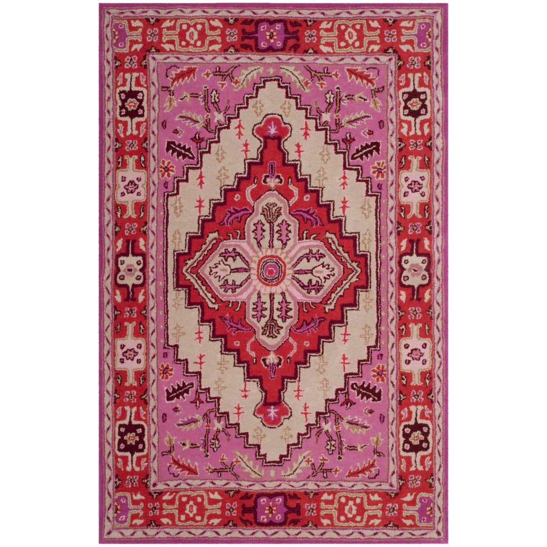 SAFAVIEH Bellagio BLG545A Handmade Red Pink / Ivory Rug Image 8