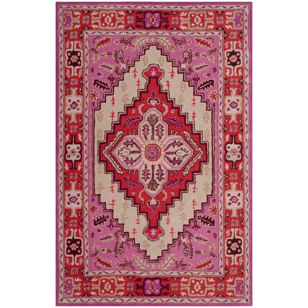 SAFAVIEH Bellagio BLG545A Handmade Red Pink / Ivory Rug Image 1