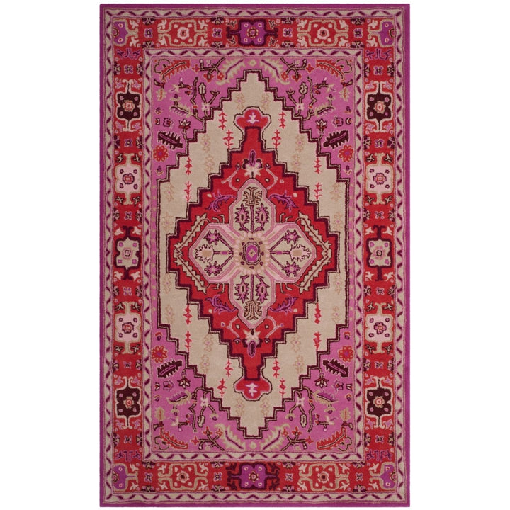 SAFAVIEH Bellagio BLG545A Handmade Red Pink / Ivory Rug Image 1