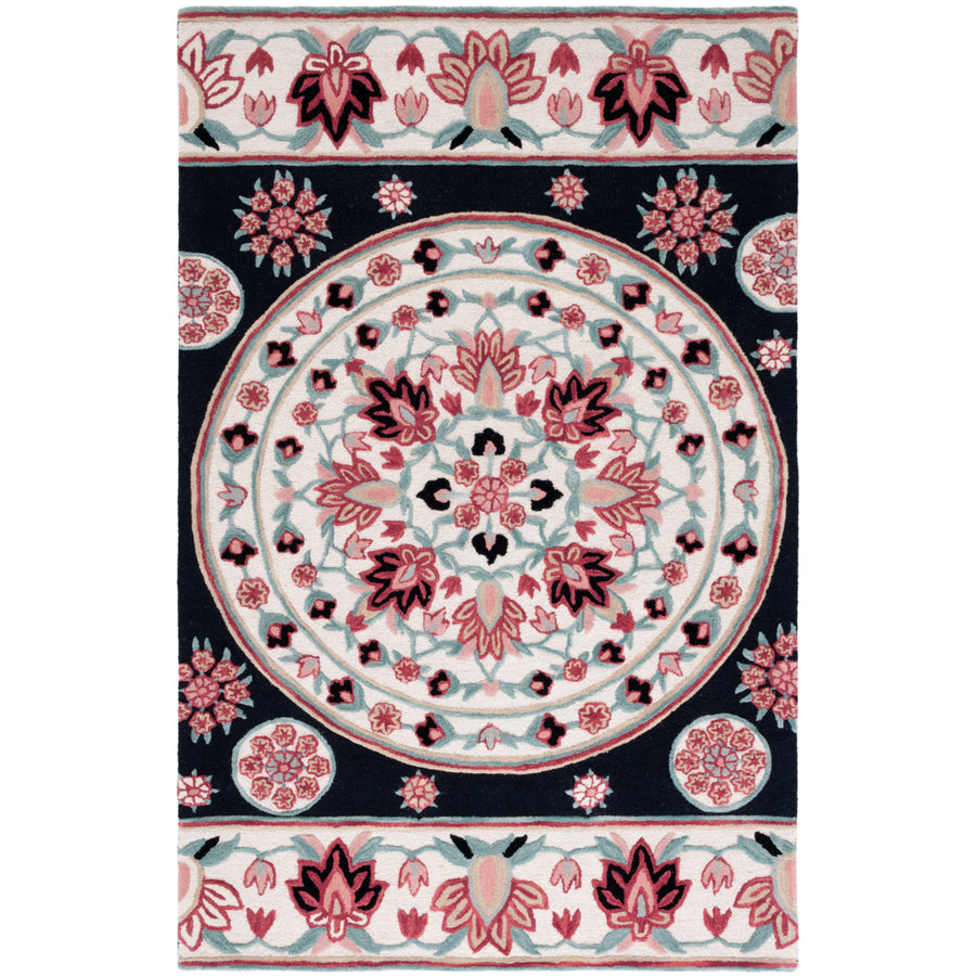 SAFAVIEH Bellagio BLG601Z Handmade Black / Ivory Rug Image 1