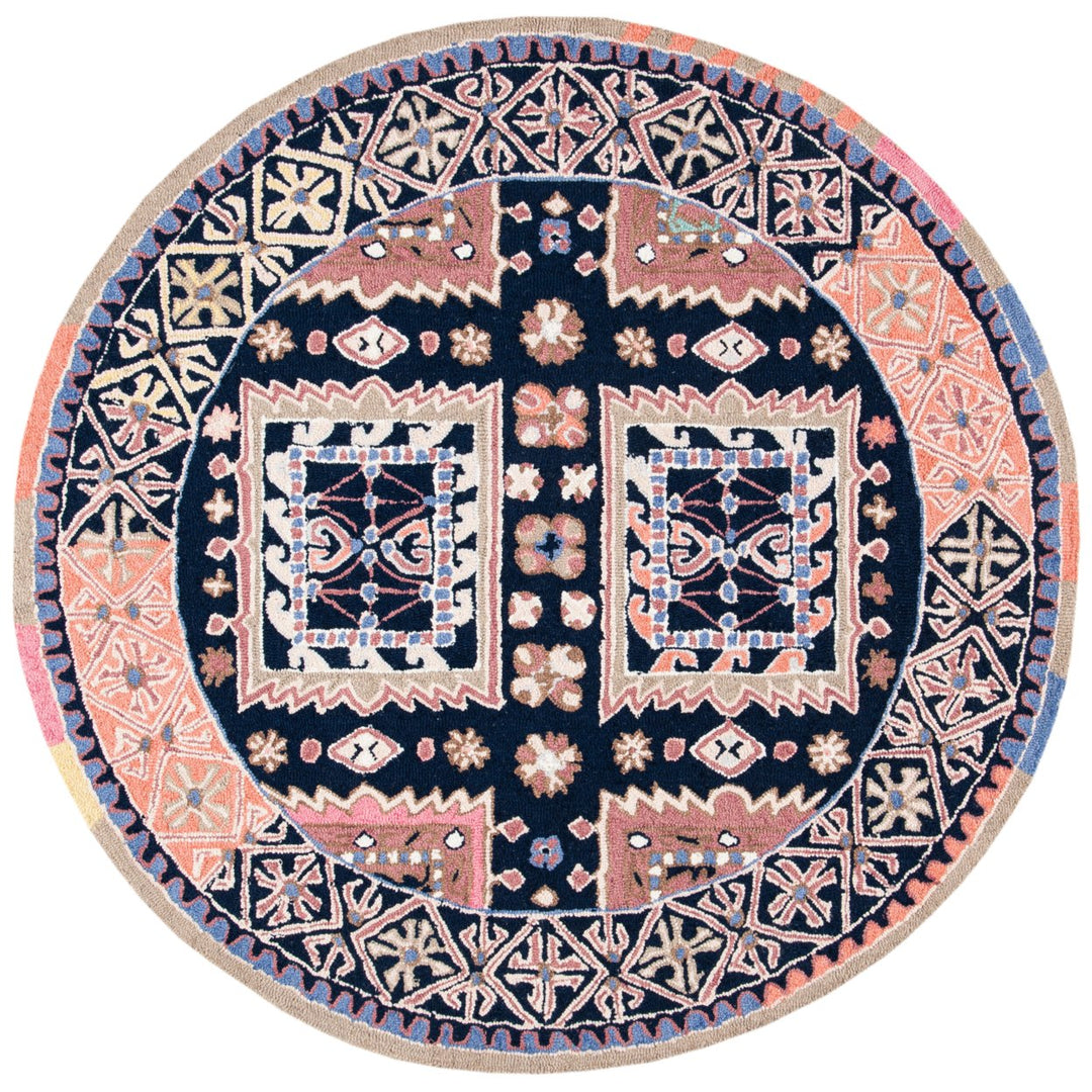 SAFAVIEH Bellagio BLG609Z Handmade Black / Navy Rug Image 4