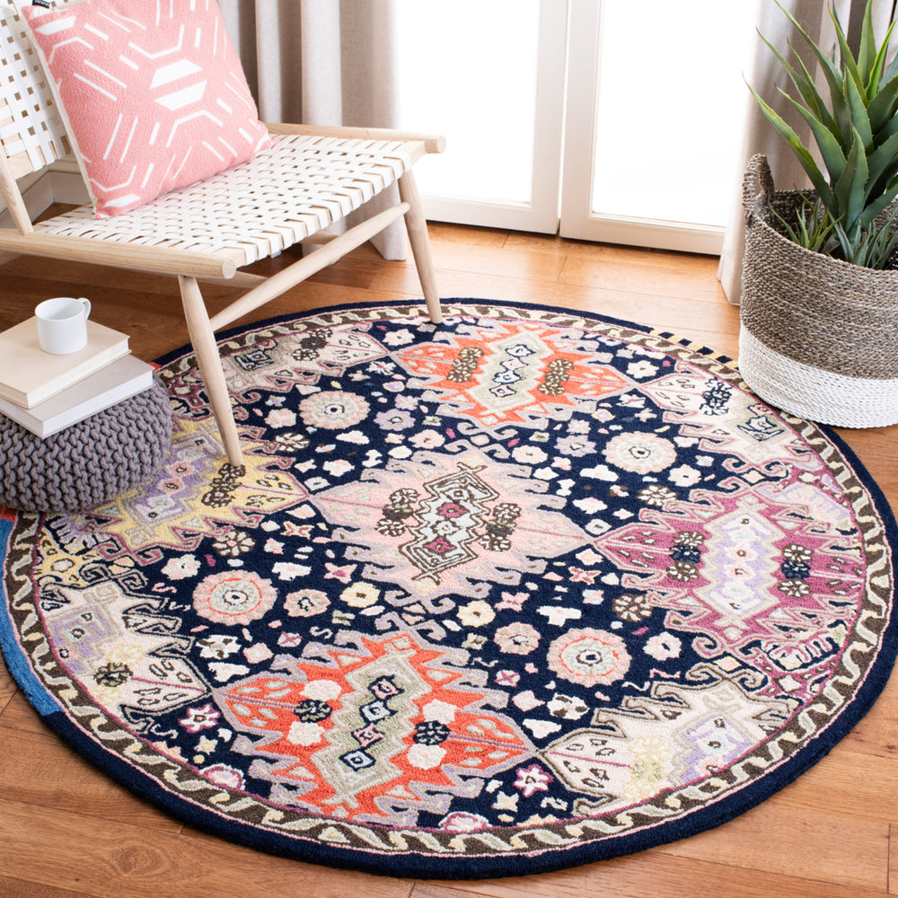 SAFAVIEH Bellagio BLG626N Handmade Navy / Sage Rug Image 2