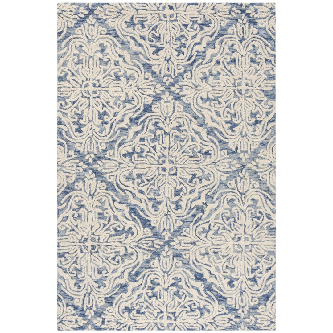 SAFAVIEH Blossom BLM103M Handmade Blue / Ivory Rug Image 3