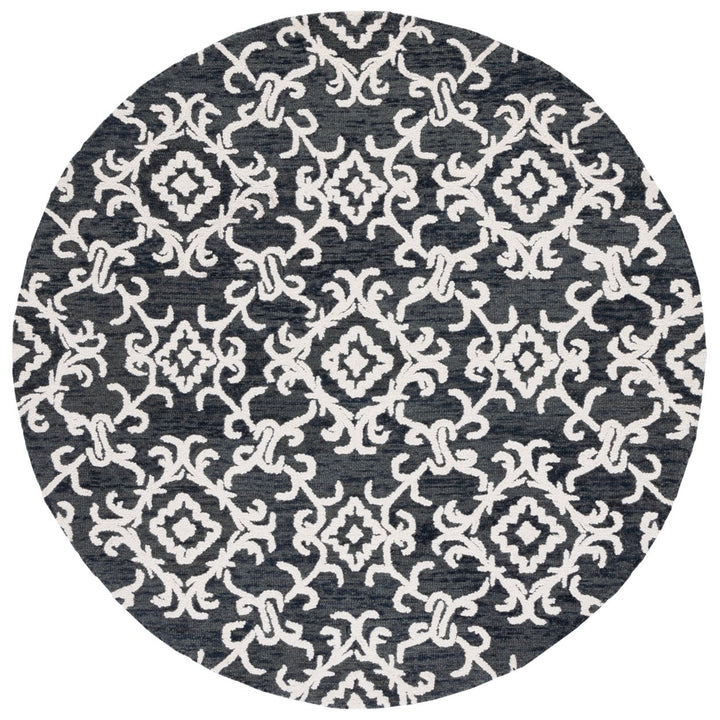 SAFAVIEH Blossom BLM104Z Handmade Black / Ivory Rug Image 4