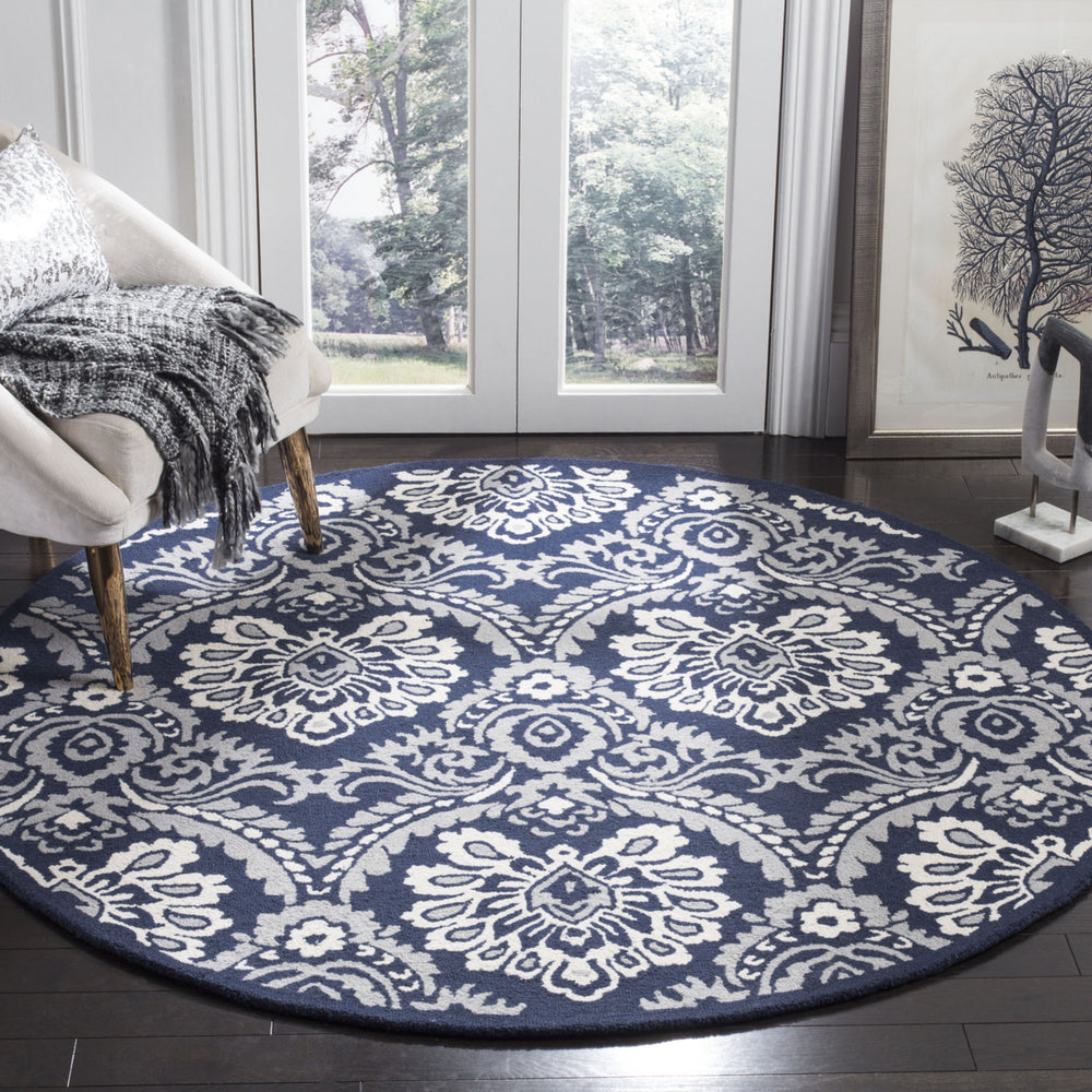 SAFAVIEH Blossom BLM106B Handmade Navy / Ivory Rug Image 2