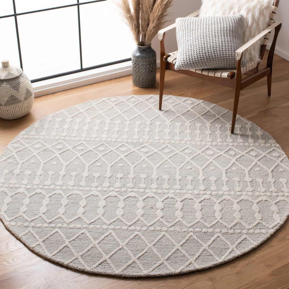 SAFAVIEH Blossom BLM115G Handmade Silver / Ivory Rug Image 2