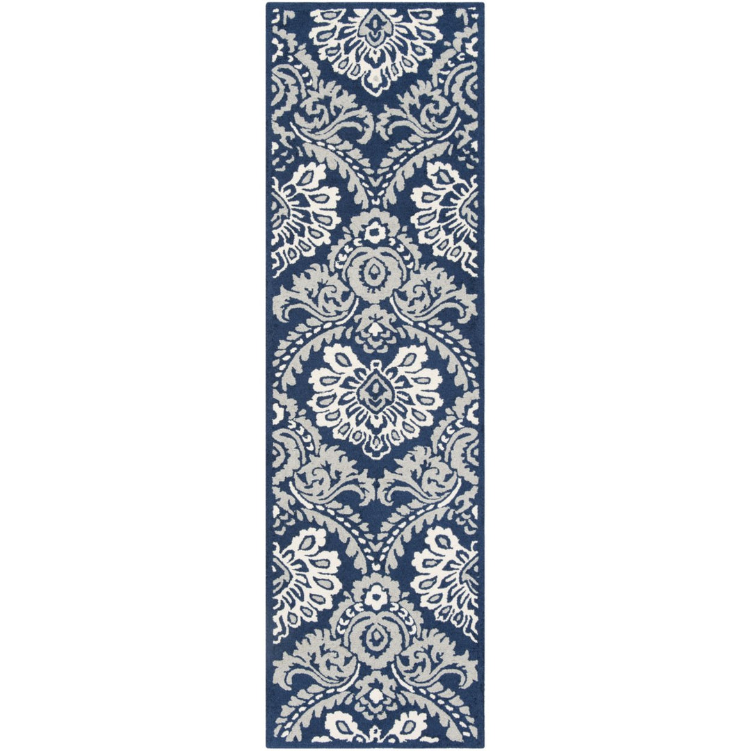 SAFAVIEH Blossom BLM106B Handmade Navy / Ivory Rug Image 5