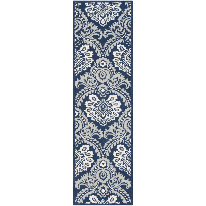 SAFAVIEH Blossom BLM106B Handmade Navy / Ivory Rug Image 5