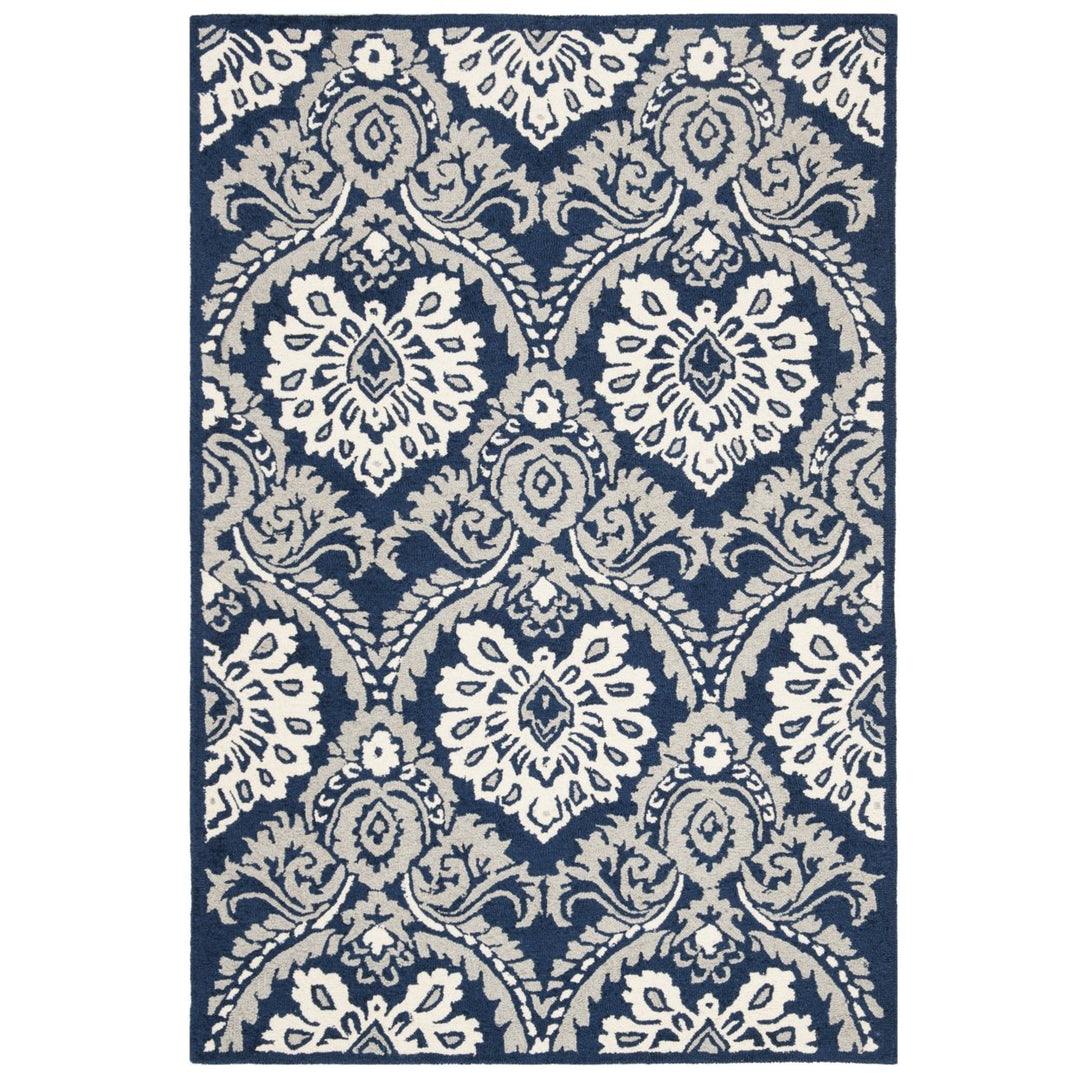 SAFAVIEH Blossom BLM106B Handmade Navy / Ivory Rug Image 8