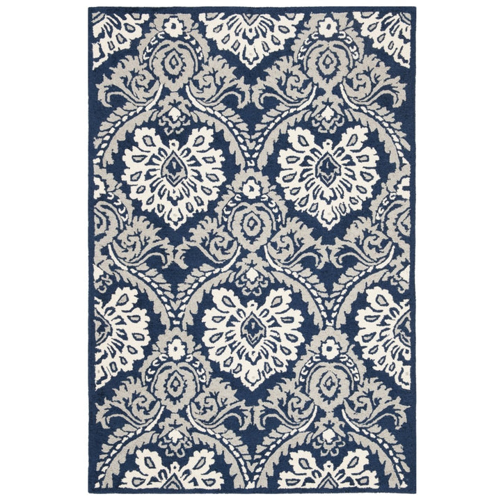 SAFAVIEH Blossom BLM106B Handmade Navy / Ivory Rug Image 1