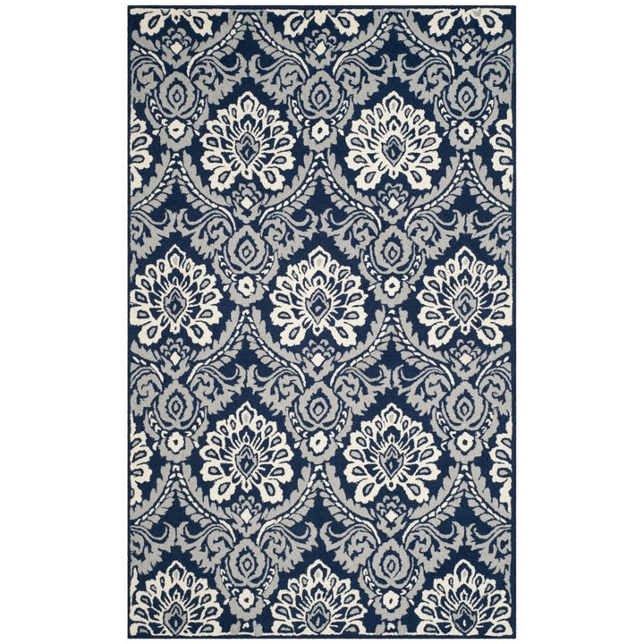 SAFAVIEH Blossom BLM106B Handmade Navy / Ivory Rug Image 9