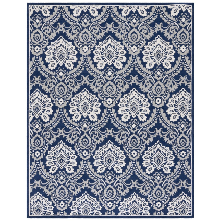 SAFAVIEH Blossom BLM106B Handmade Navy / Ivory Rug Image 10