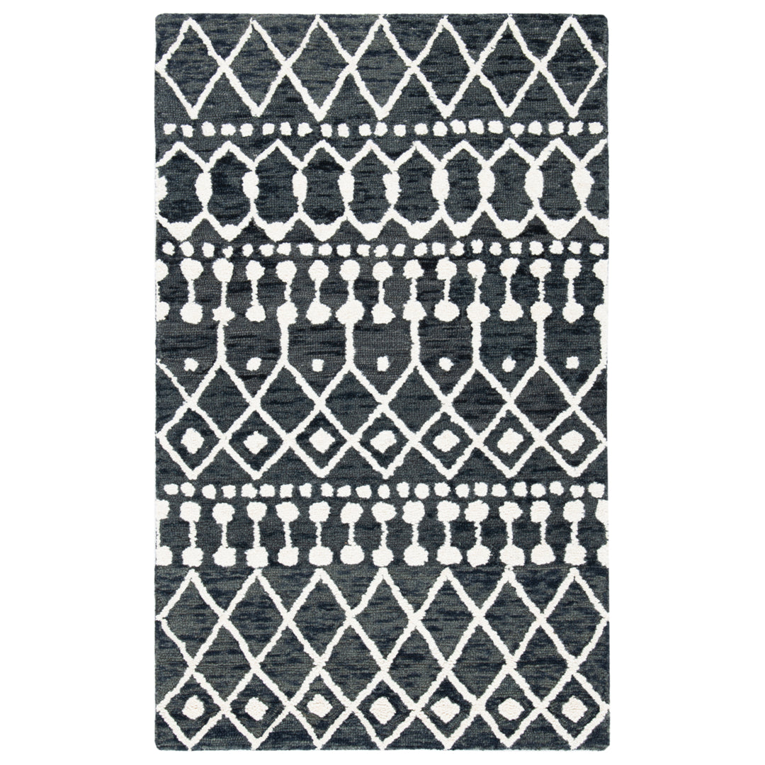 SAFAVIEH Blossom BLM115Z Handmade Black / Ivory Rug Image 3