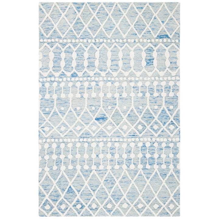 SAFAVIEH Blossom BLM115M Handmade Blue / Ivory Rug Image 6