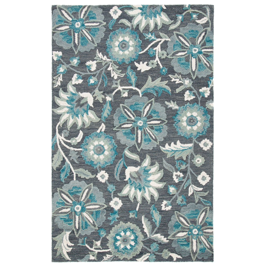 SAFAVIEH Blossom BLM175G Handmade Grey / Blue Rug Image 1