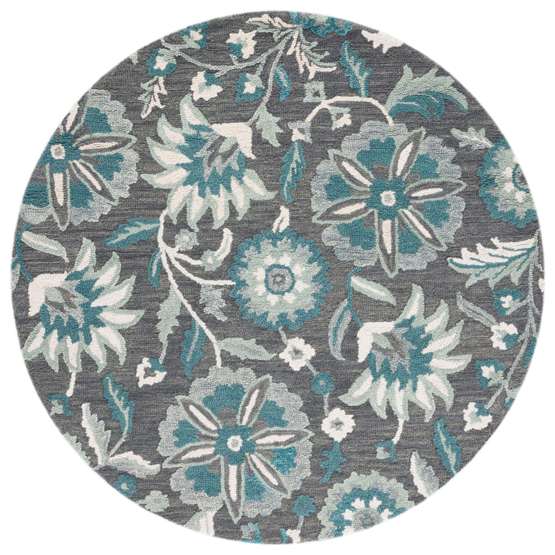 SAFAVIEH Blossom BLM175G Handmade Grey / Blue Rug Image 4