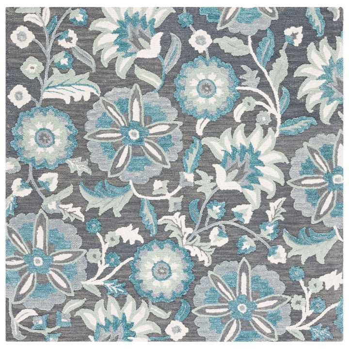 SAFAVIEH Blossom BLM175G Handmade Grey / Blue Rug Image 6