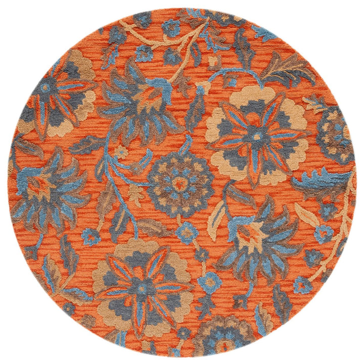 SAFAVIEH Blossom BLM175P Handmade Rust / Blue Rug Image 4