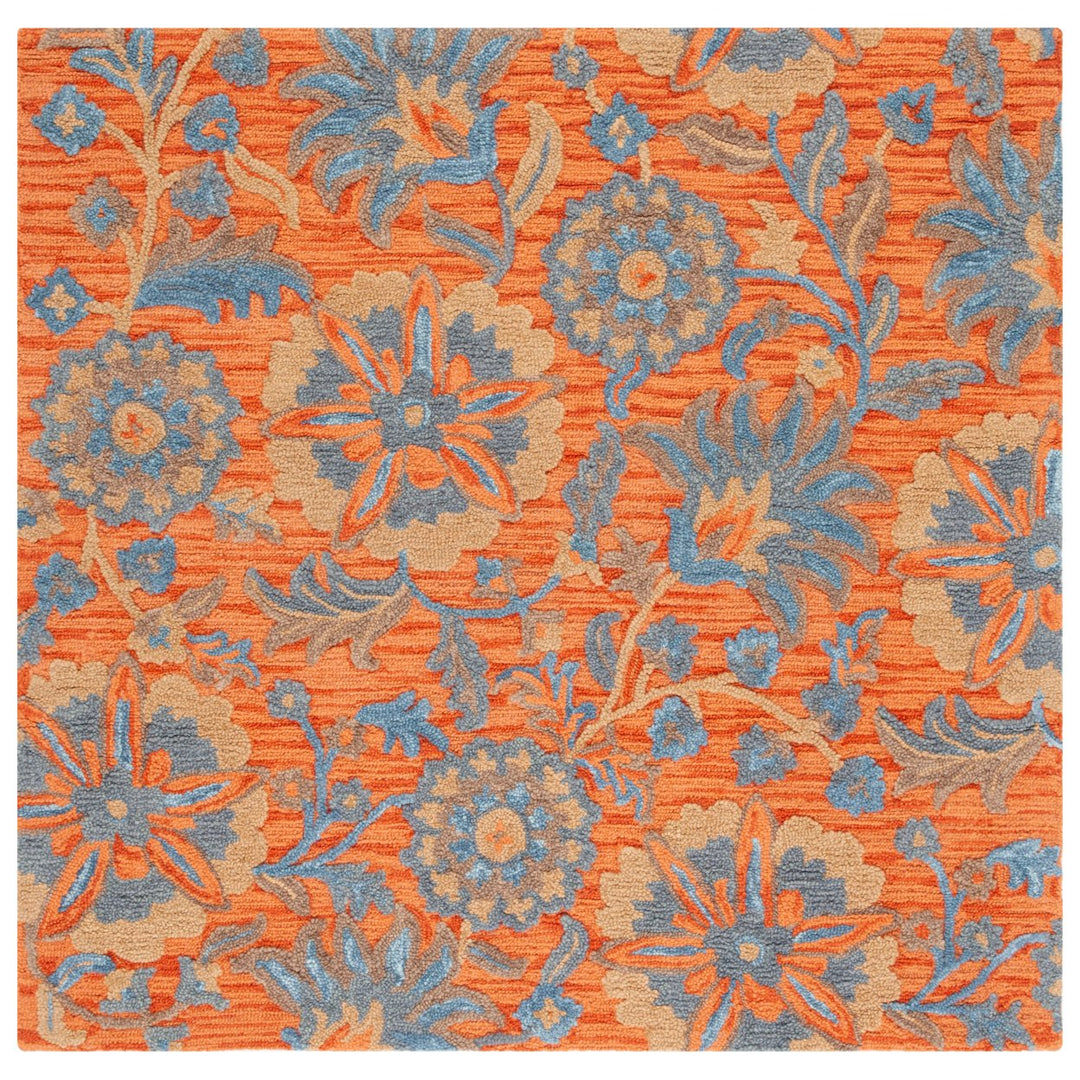 SAFAVIEH Blossom BLM175P Handmade Rust / Blue Rug Image 6