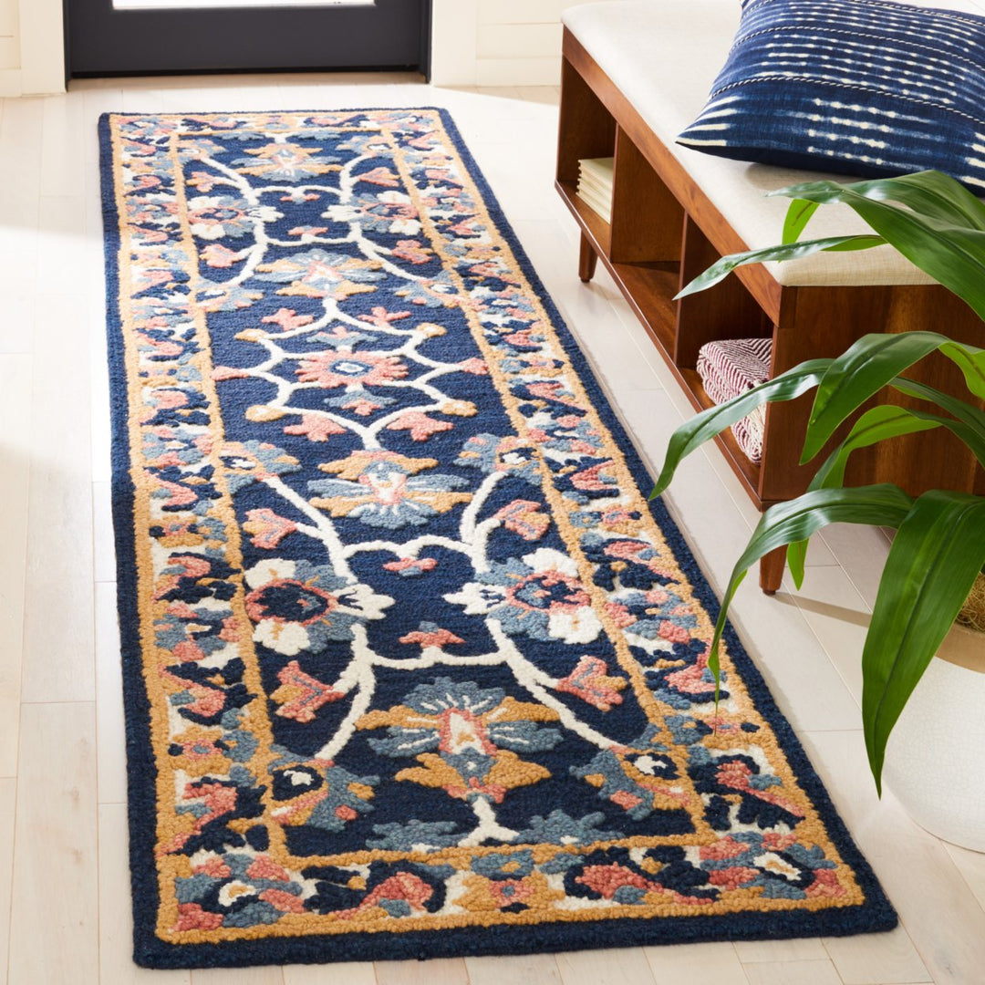 SAFAVIEH Blossom BLM176M Handmade Blue / Ivory Rug Image 3