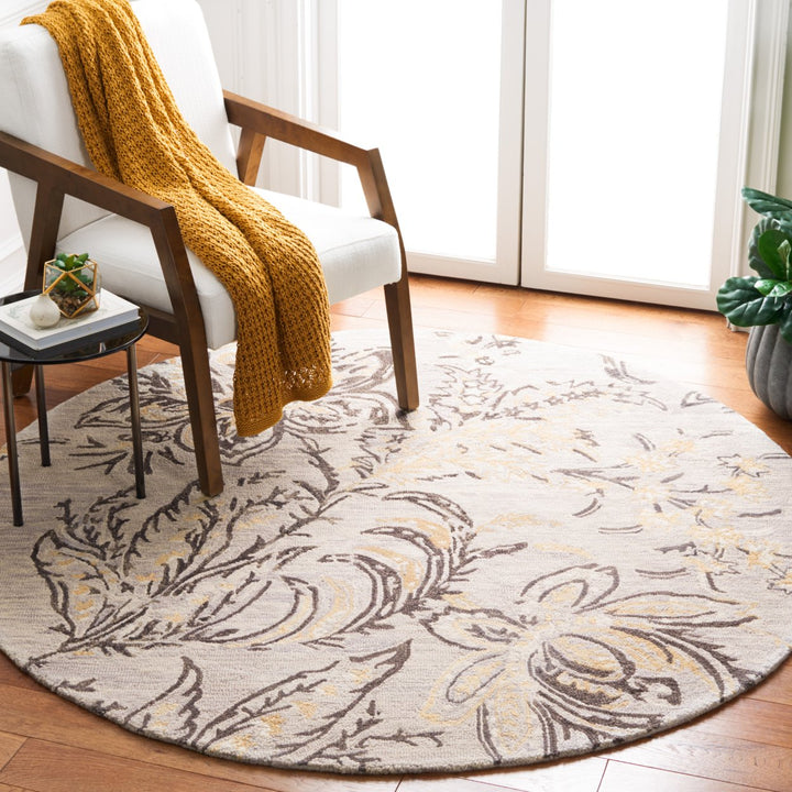 SAFAVIEH Blossom BLM275F Handmade Grey / Yellow Rug Image 2