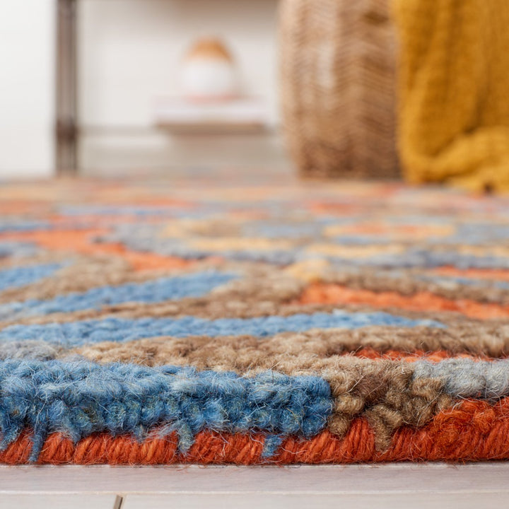 SAFAVIEH Blossom BLM175P Handmade Rust / Blue Rug Image 8