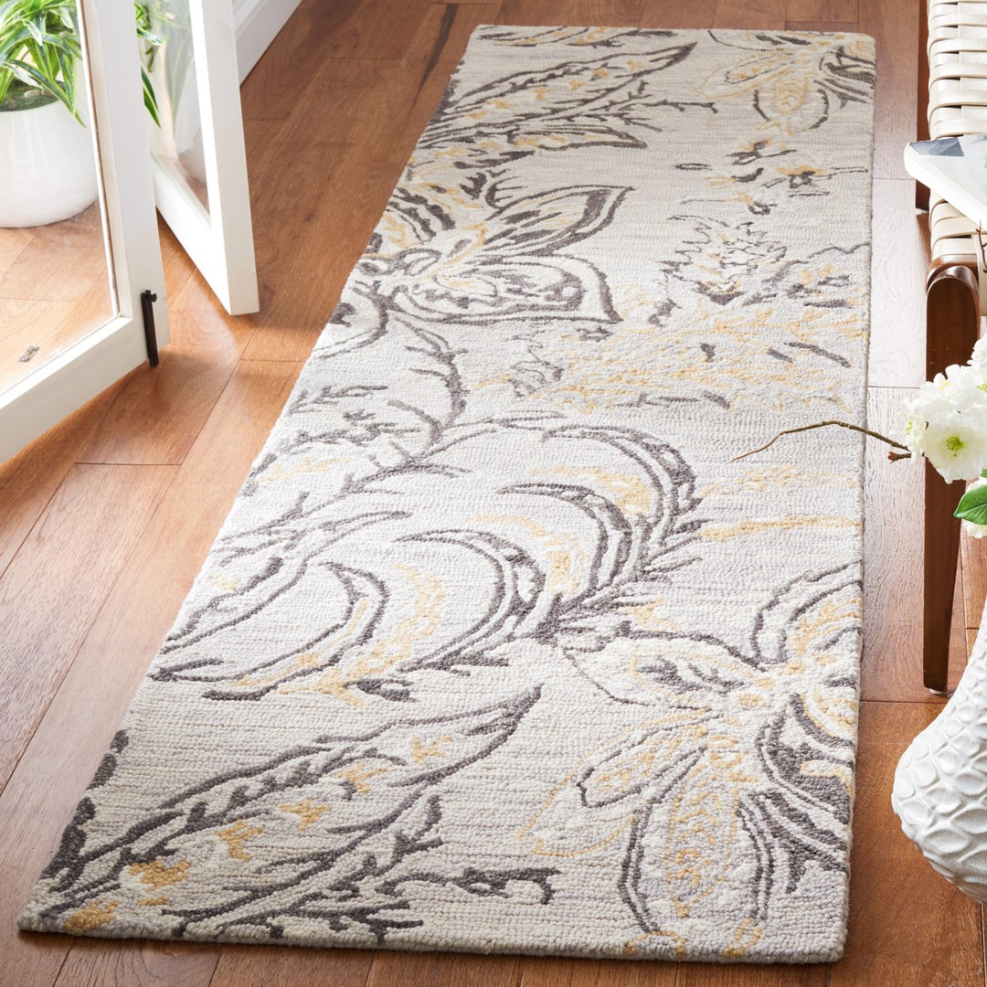 SAFAVIEH Blossom BLM275F Handmade Grey / Yellow Rug Image 3