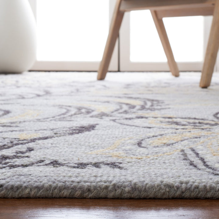 SAFAVIEH Blossom BLM275F Handmade Grey / Yellow Rug Image 8