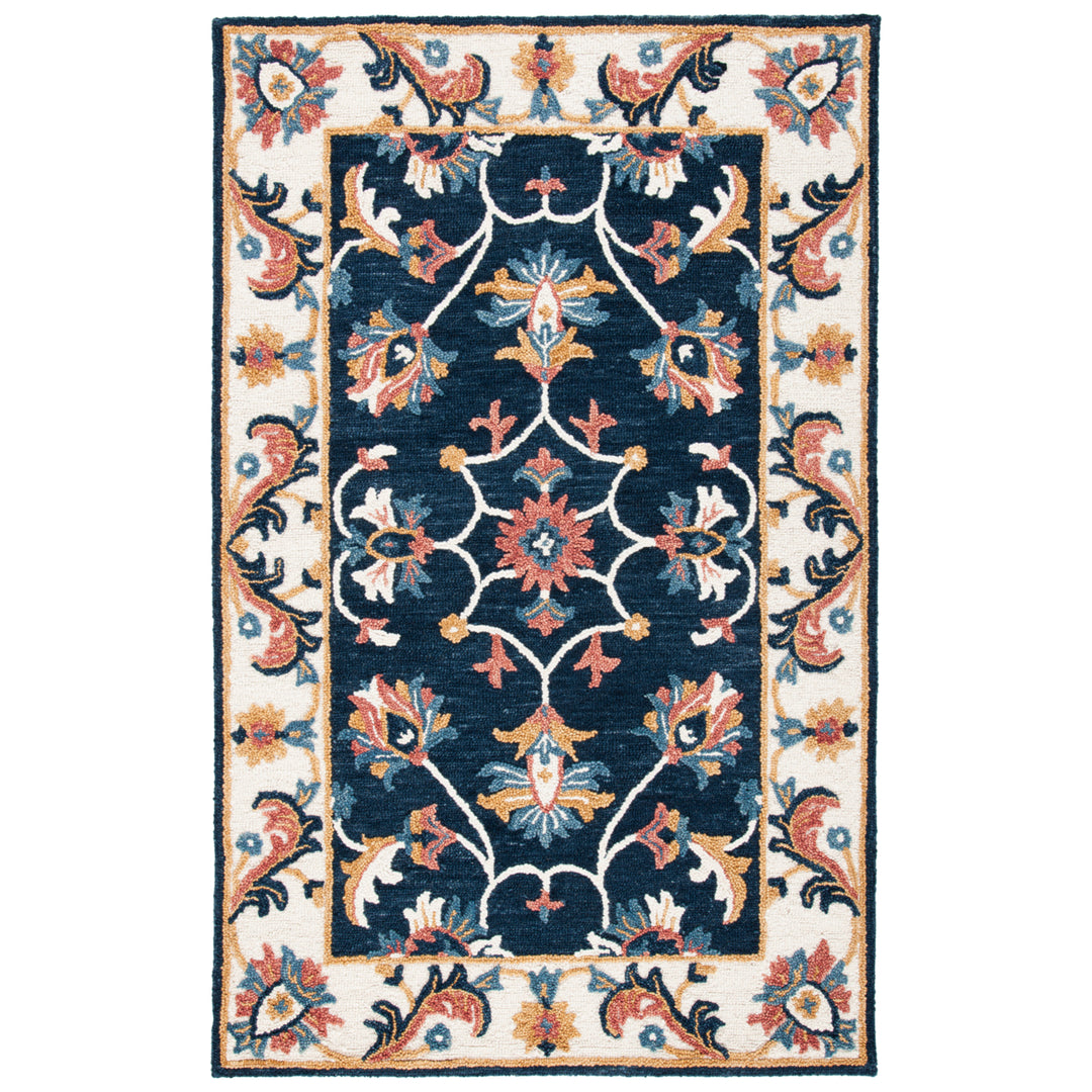 SAFAVIEH Blossom BLM176M Handmade Blue / Ivory Rug Image 10