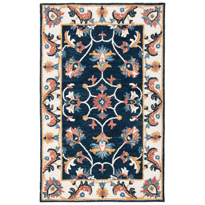 SAFAVIEH Blossom BLM176M Handmade Blue / Ivory Rug Image 10