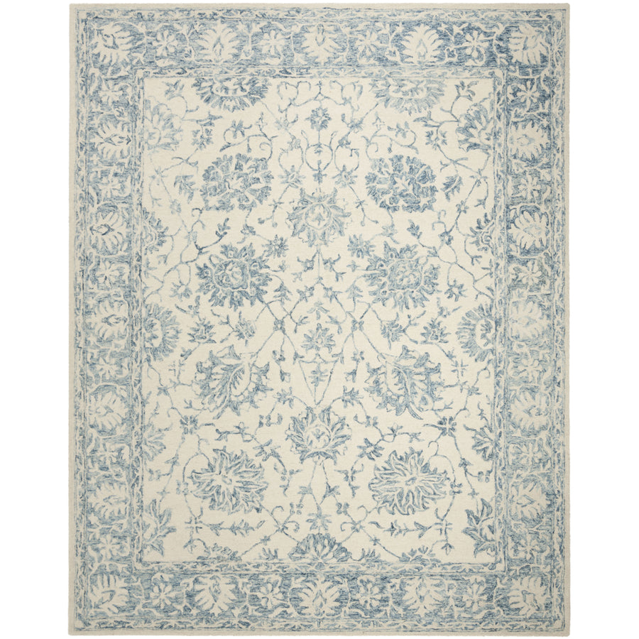 SAFAVIEH Blossom BLM351A Handmade Ivory / Blue Rug Image 1