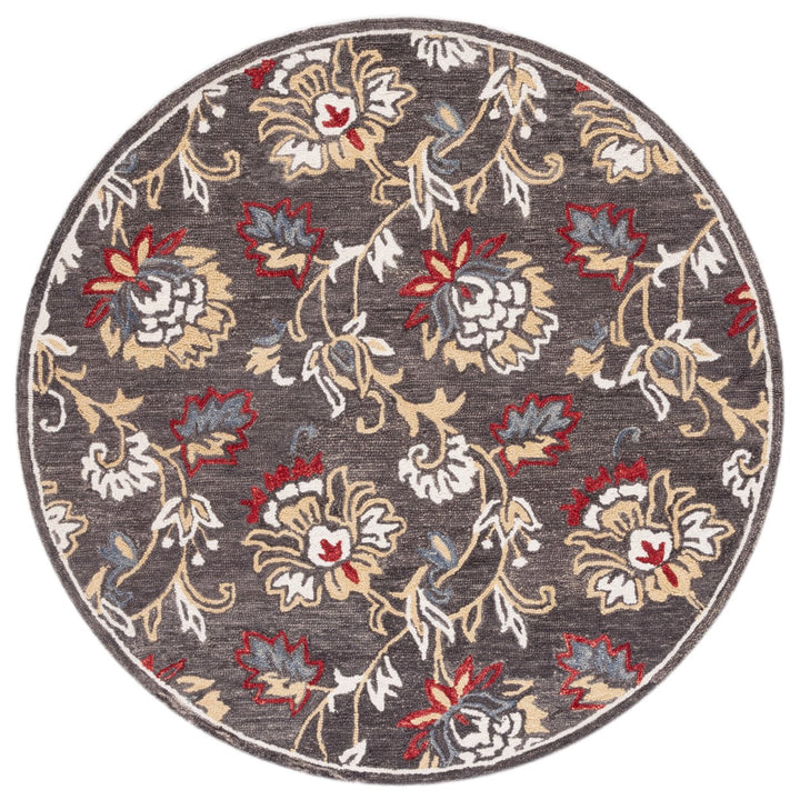 SAFAVIEH Blossom BLM276Z Handmade Dark Grey / Yellow Rug Image 1