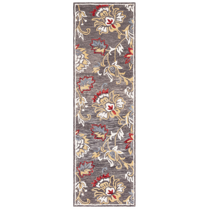 SAFAVIEH Blossom BLM276Z Handmade Dark Grey / Yellow Rug Image 5