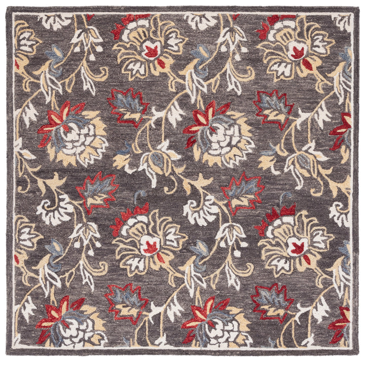 SAFAVIEH Blossom BLM276Z Handmade Dark Grey / Yellow Rug Image 6