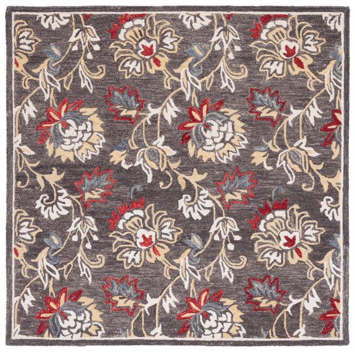 SAFAVIEH Blossom BLM276Z Handmade Dark Grey / Yellow Rug Image 1