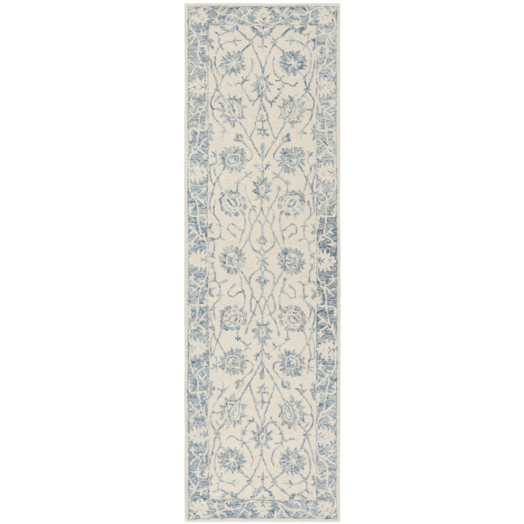 SAFAVIEH Blossom BLM351A Handmade Ivory / Blue Rug Image 1