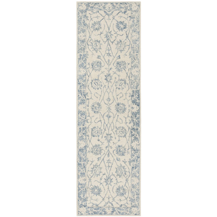 SAFAVIEH Blossom BLM351A Handmade Ivory / Blue Rug Image 1