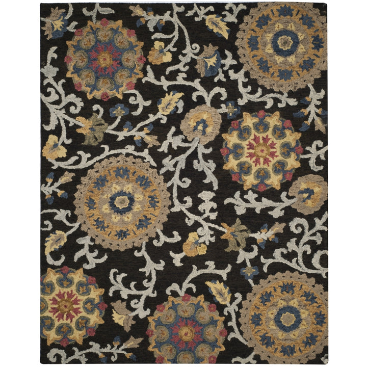 SAFAVIEH Blossom BLM401A Handmade Charcoal / Multi Rug Image 1