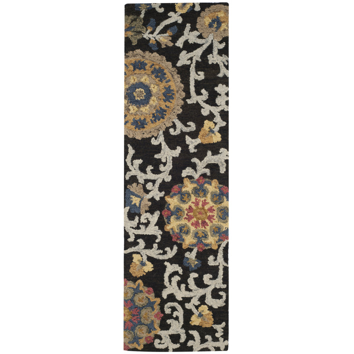 SAFAVIEH Blossom BLM401A Handmade Charcoal / Multi Rug Image 4