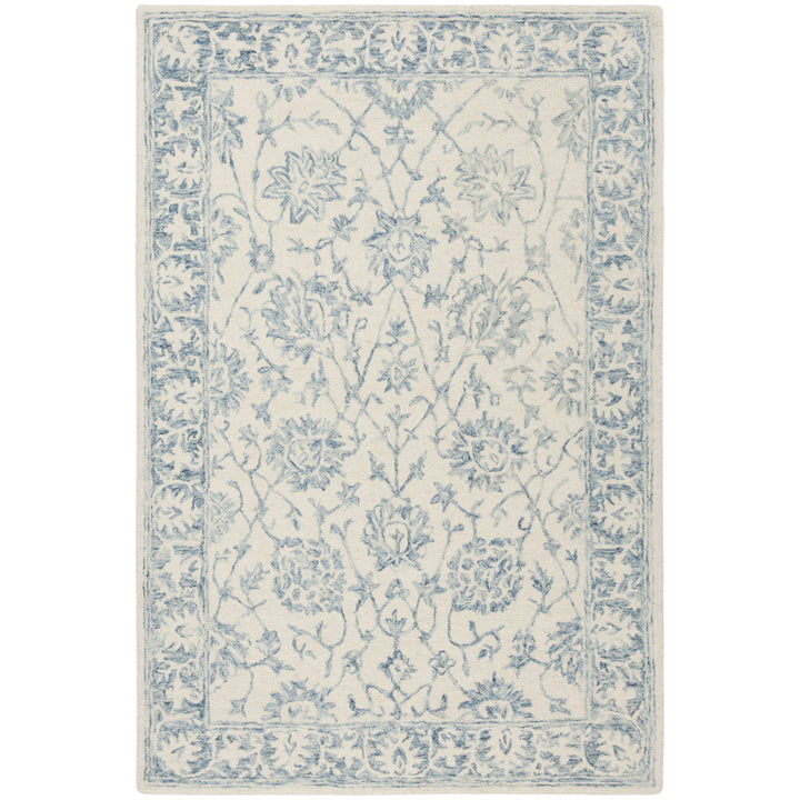 SAFAVIEH Blossom BLM351A Handmade Ivory / Blue Rug Image 10