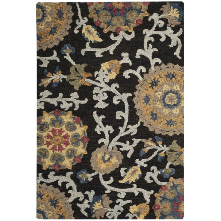 SAFAVIEH Blossom BLM401A Handmade Charcoal / Multi Rug Image 1