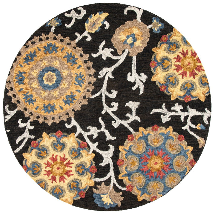 SAFAVIEH Blossom BLM401A Handmade Charcoal / Multi Rug Image 7