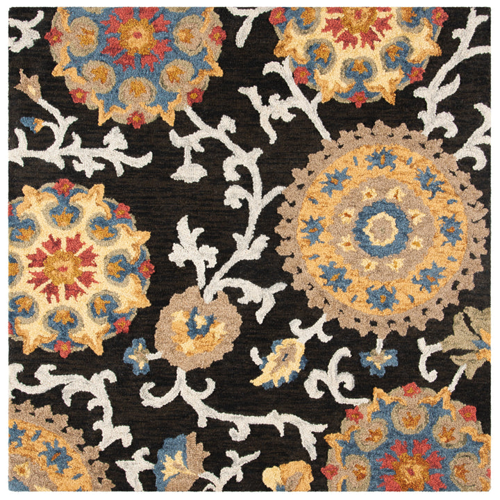 SAFAVIEH Blossom BLM401A Handmade Charcoal / Multi Rug Image 8