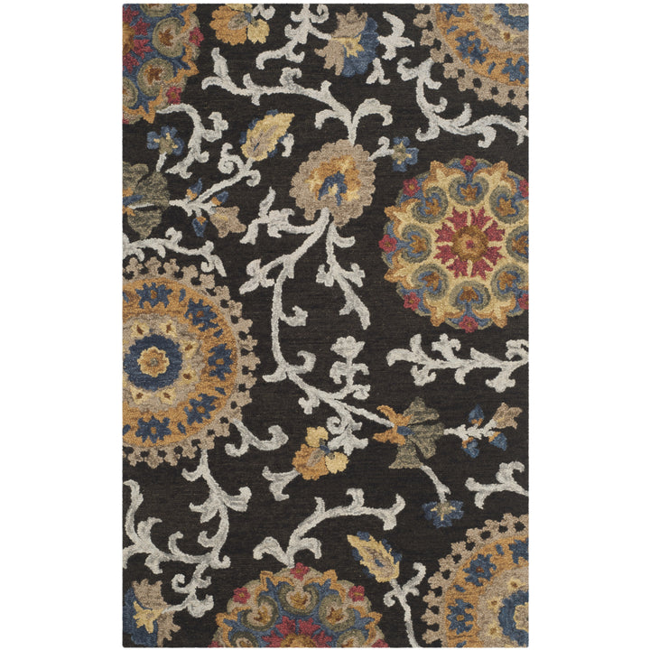 SAFAVIEH Blossom BLM401A Handmade Charcoal / Multi Rug Image 9