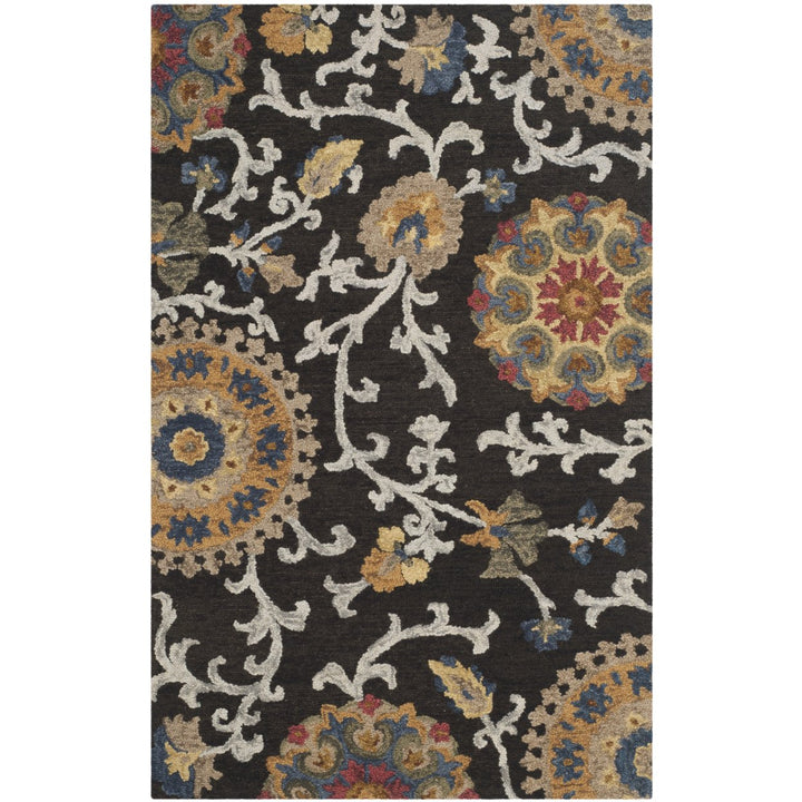 SAFAVIEH Blossom BLM401A Handmade Charcoal / Multi Rug Image 1