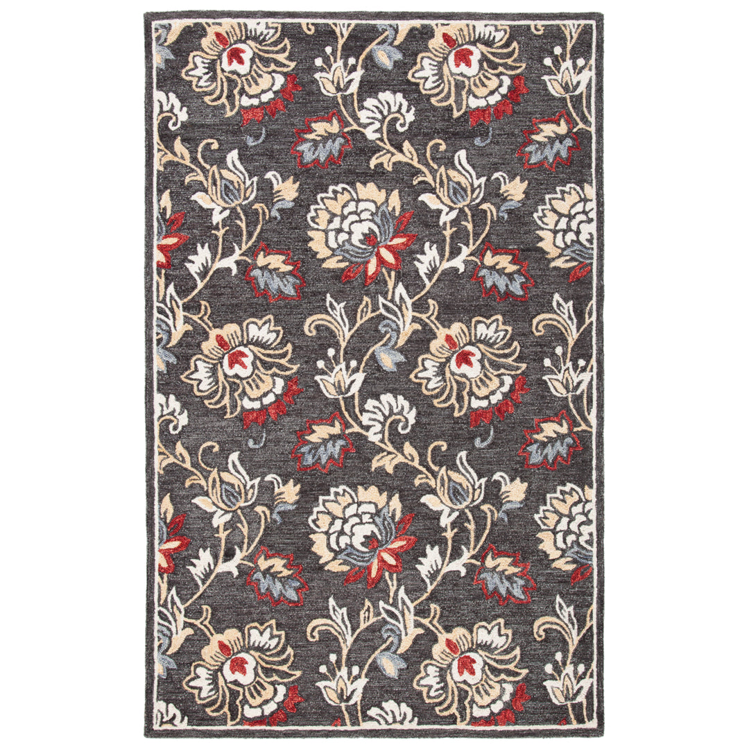 SAFAVIEH Blossom BLM276Z Handmade Dark Grey / Yellow Rug Image 10