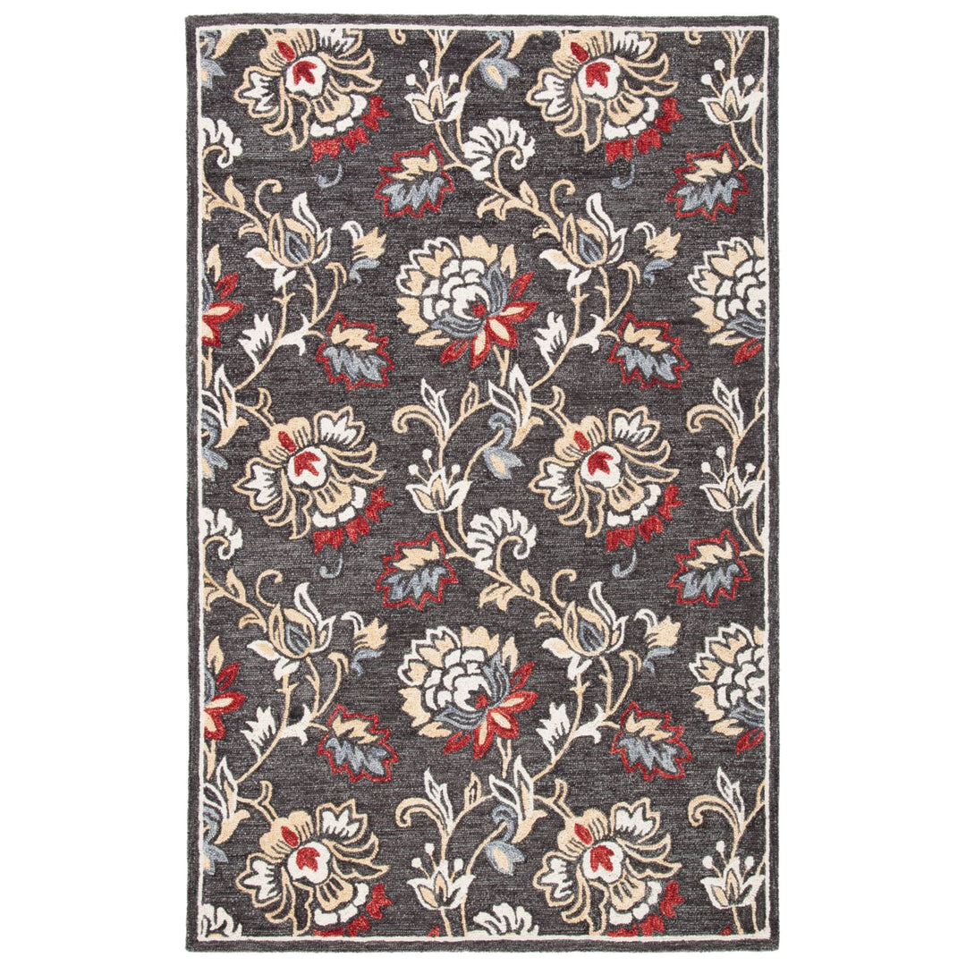 SAFAVIEH Blossom BLM276Z Handmade Dark Grey / Yellow Rug Image 1